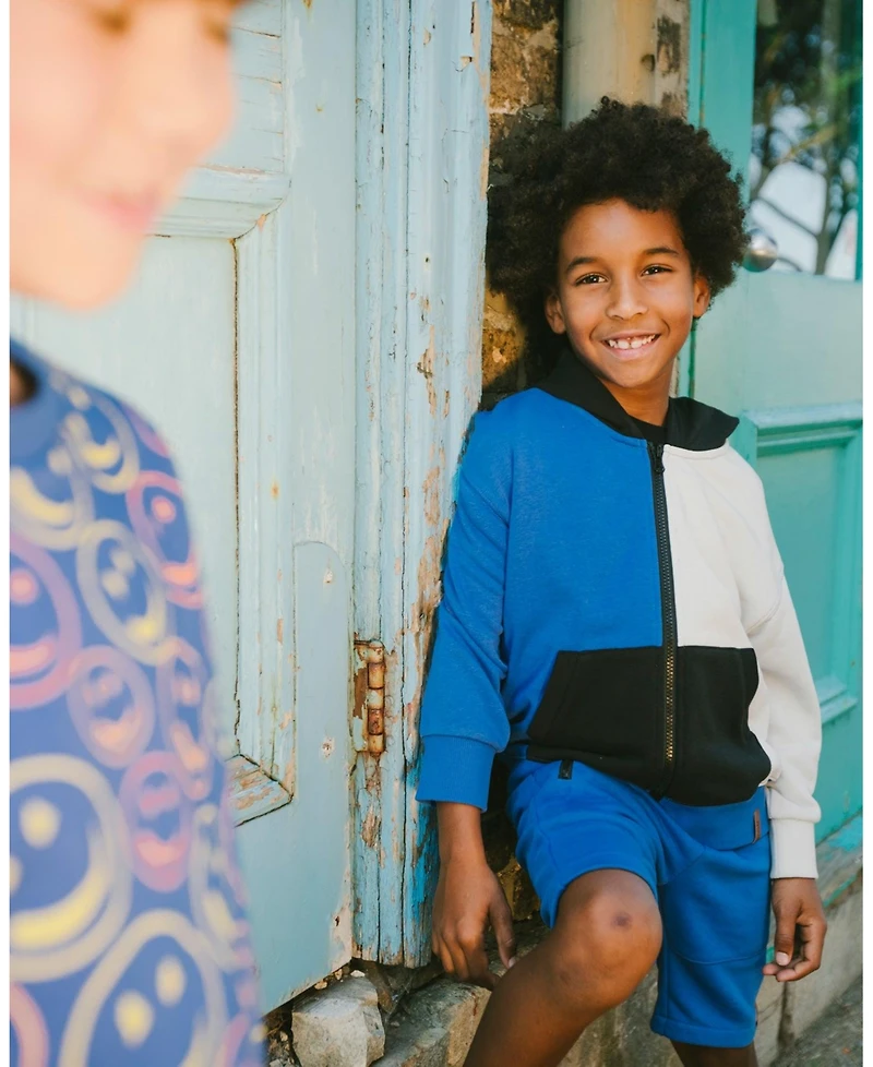 Deux par Deux Little Boys Hooded French Terry Cardigan