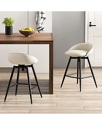 Gouun 25 in Upholstered Counter Height Bar Stool Set of 2 withFootrest and Backrest