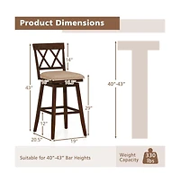 Gouun 29 in Swivel Bar Height Stool Set of 2 with Linen Upholstered Seat and Curved Backrest