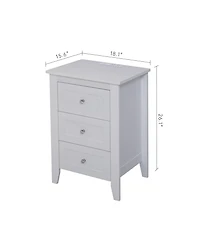 sumyeg Modern White 3 Drawer Charging Nightstand Usb Power Outlets