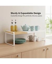 Yigii Expandable Stackable Cabinet Shelf Organizer Anti-slip Kitchen Pantry Closet Shoe Storage Adjustable