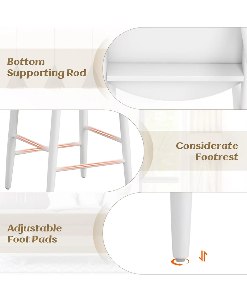 Gymax Bar Height Stools Set of 2 Bar Chair w/ Acacia Wood Frame Supporting Legs