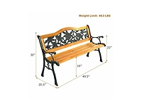 Clihome Garden Bench Chair Outdoor Wooden Loveseat with Iron Armrest
