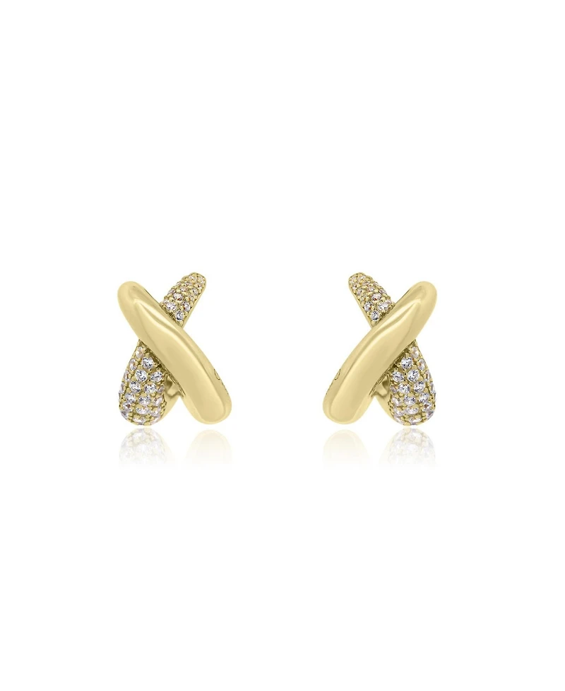 The Lovery Crossover Cz C-Hoop Earrings 14K Gold-Plated Sterling Silver