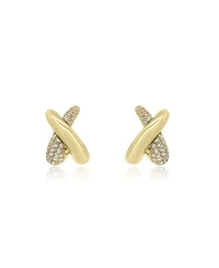The Lovery Crossover Cz C-Hoop Earrings 14K Gold-Plated Sterling Silver