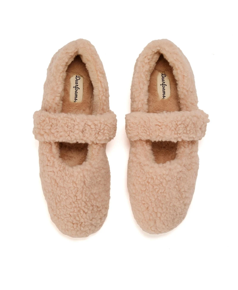 Dearfoams Women's Maryanne Luxe Teddy Maryjane Slipper
