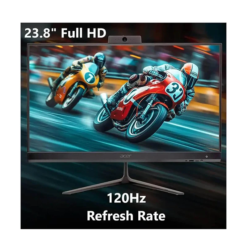 24" All-in-One Desktop Intel Core i3 1305U 8GB Ram Intel Uhd Graphics 512GB Ssd Windows 11 Home Full Hd Ips 120Hz - Black