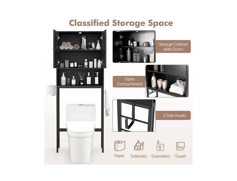 Slickblue Over the Toilet Storage Cabinet with 2 Doors and Shelf
