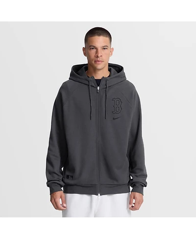 Nike Men's Anthracite Boston Red Sox Authentic Collection Player Raglan Dri-fit Full-Zip Hoodie