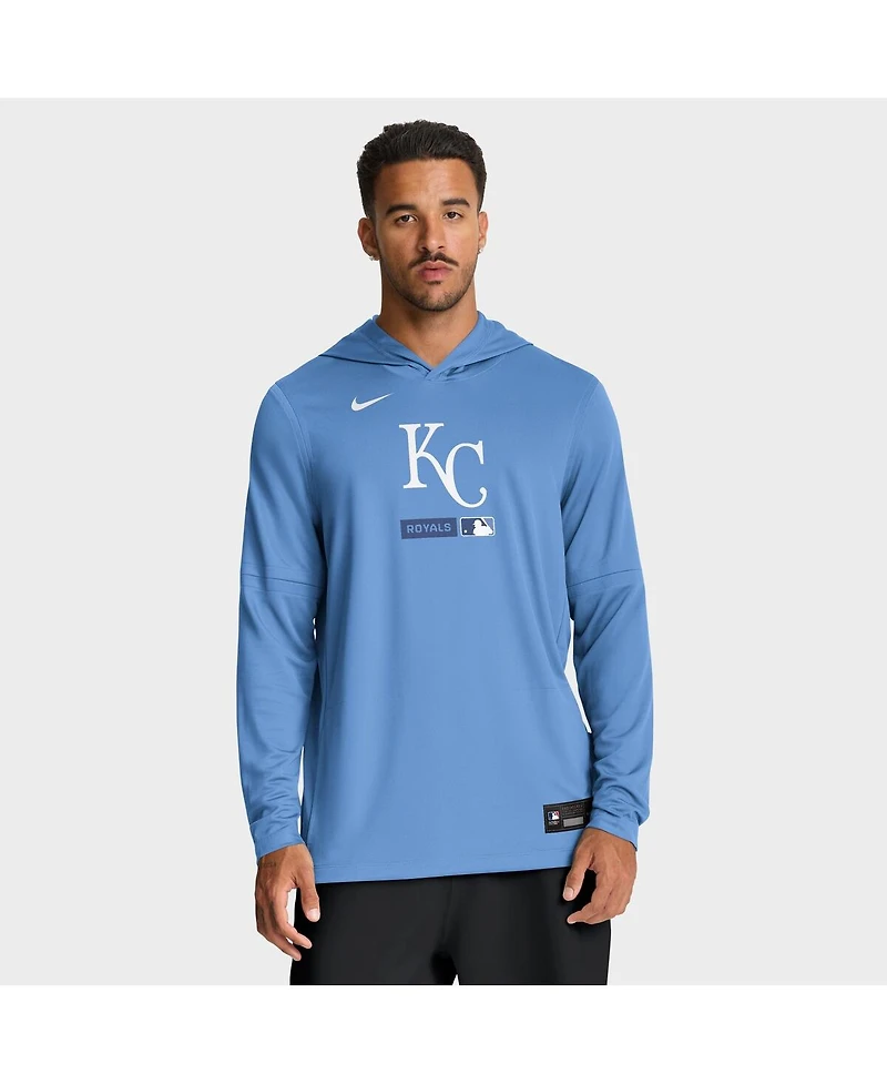 Nike Men's Light Blue Kansas City Royals Authentic Collection Dri-fit Long Sleeve Hoodie