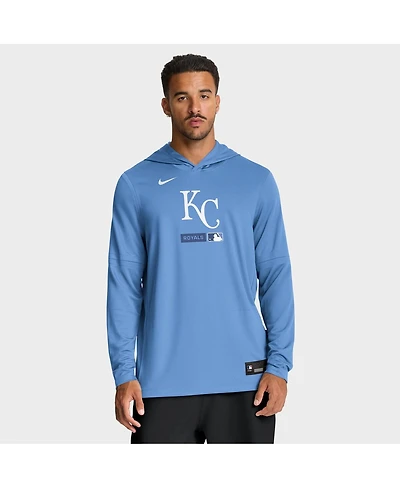 Nike Men's Light Blue Kansas City Royals Authentic Collection Dri-fit Long Sleeve Hoodie