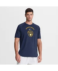 Nike Men's Navy Milwaukee Brewers Authentic Collection Batting Practice Pre-Game Raglan Dri-fit T-Shirt