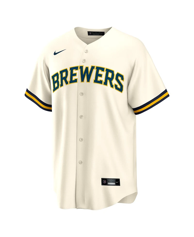 Nike Men's Bob Uecker Cream Milwaukee Brewers Home Retired Player Replica Jersey