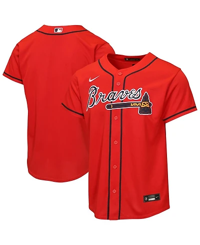 Nike Big Boys and Girls Red Atlanta Braves Alternate Replica Jersey