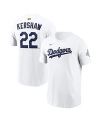 Nike Men's Clayton Kershaw White Los Angeles Dodgers 2026 Gold Collection Player Name Number T-Shirt