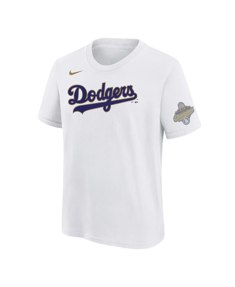 Nike Big Boys and Girls Shohei Ohtani White Los Angeles Dodgers 2026 Gold Collection Name Number T-Shirt