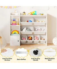 Gouun Kids Toy Storage Bookshelf with Open Shelves and Single-Door Cabinet
