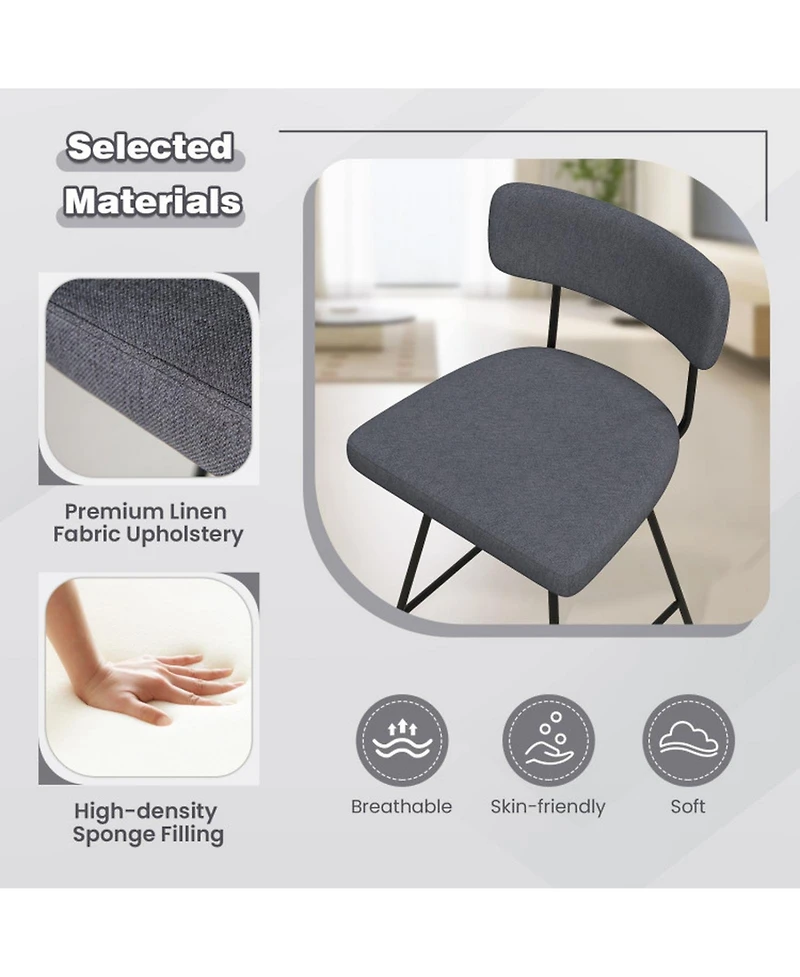 Gouun 29 in Swivel Upholstered Counter Height Bar Stools Set of 2 with Metal Legs