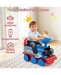 Slickblue Kids Ride On Train 6V 2 Seater Carriage Led Lights