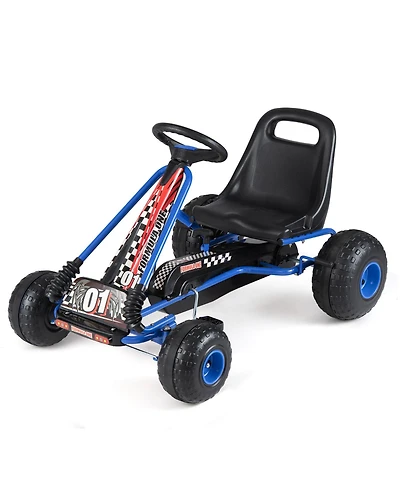 Slickblue Kids Ride On Pedal Go Kart with Adjustable Seat and Multi Terrain Wheels
