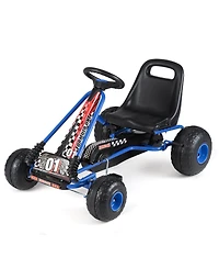 Slickblue Kids Ride On Pedal Go Kart with Adjustable Seat and Multi Terrain Wheels