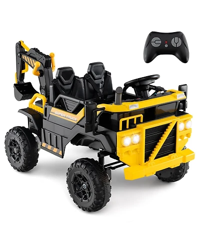 Slickblue 24V Kids Ride-On Excavator, 4WD 2-Seater with Remote and Digging Arm.