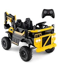 Slickblue 24V Kids Ride-On Excavator, 4WD 2-Seater with Remote and Digging Arm.