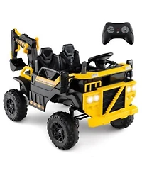 Slickblue 24v Kids Ride On Excavator 4wd 2 Seater With Remote Digging Arm.