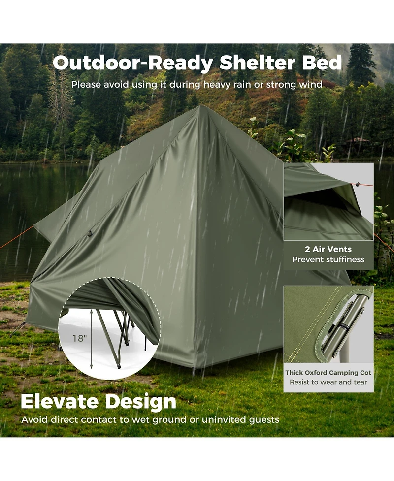 Slickblue Foldable 2 Person Camping Cot Tent Pop Up Shelter with Bag