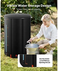 Sugift 100 Gallon Collapsible Rain Barrel Portable Water Collection Barrel With Spigot