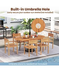 Gouun 71 in Teak Wood Patio Dining Table for 6 with Sturdy Metal Frame