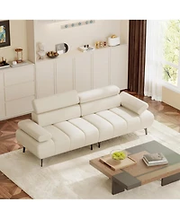 gaomon Sofa Couch, Couches for Living Room, Morden 3 Seater Pu Leather Sofas with Adjustable Headrest and Armrest, for Bedroom, Office