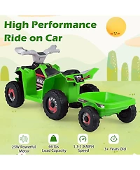 Slickblue Kids 6V Ride On Atv Quad with Trailer, Electric Battery Powered Car