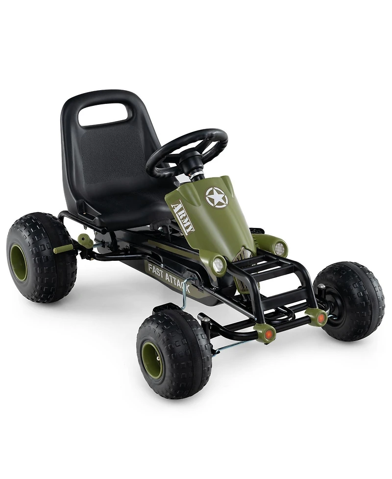 Slickblue Kids Pedal Go Kart Racer with Steering Wheel, Gear Shifter and Handbrake.