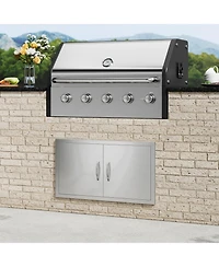 Sugift 34W x 19H in Double Stainless Steel Bbq Access Door for Bbq Island Grilling