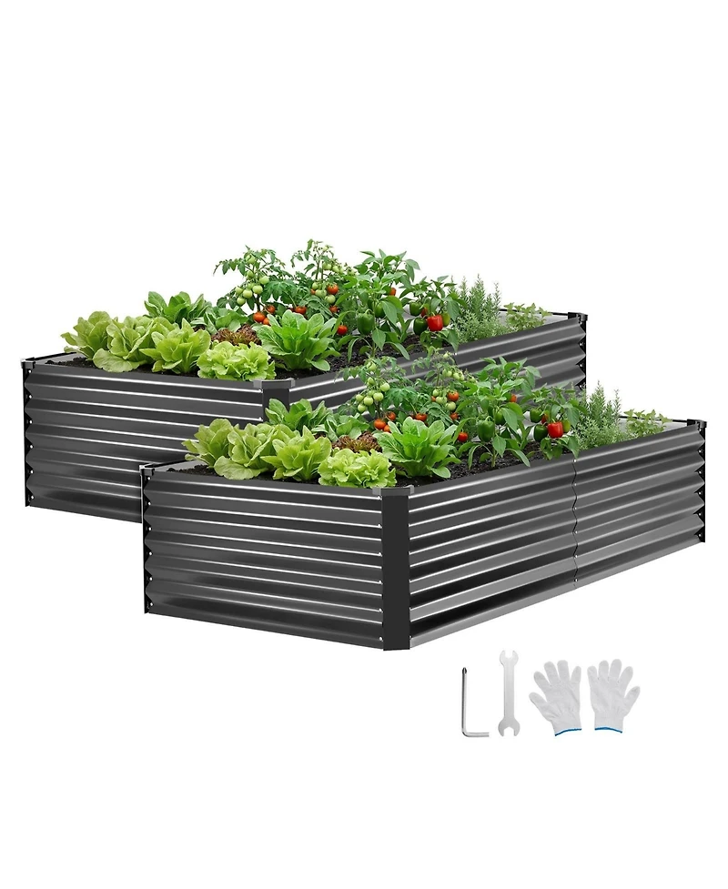 Sugift 2 Pack Raised Garden Beds 6.67 x 3.35 ft Elevated Metal Planter Boxes for Flowers