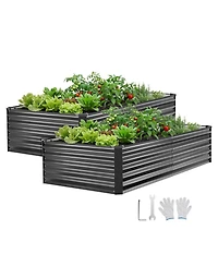 Sugift 2 Pack Raised Garden Beds 6.67 x 3.35 ft Elevated Metal Planter Boxes for Flowers