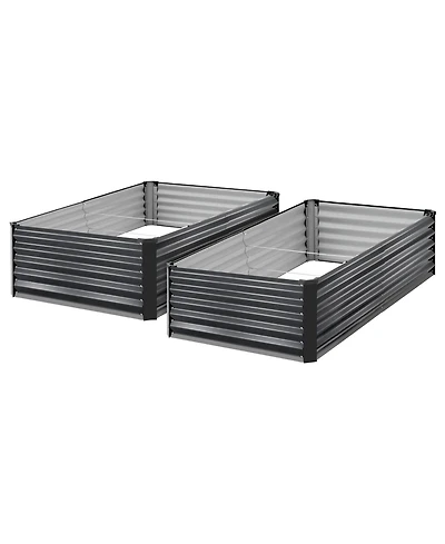 Sugift 2 Pack Raised Garden Beds 6.67 x 3.35 ft Elevated Metal Planter Boxes for Flowers