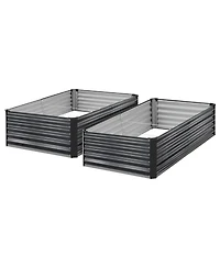 Sugift 2 Pack Raised Garden Beds 6.67 x 3.35 ft Elevated Metal Planter Boxes for Flowers