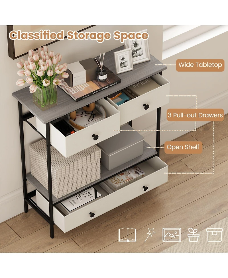 Sugift Farmhouse Console Table with Open Storage Shelf for Hallway