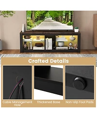 Sugift Modern Tv Stand with Led Light and Adjustable Shelves for TVs up to 65 inch