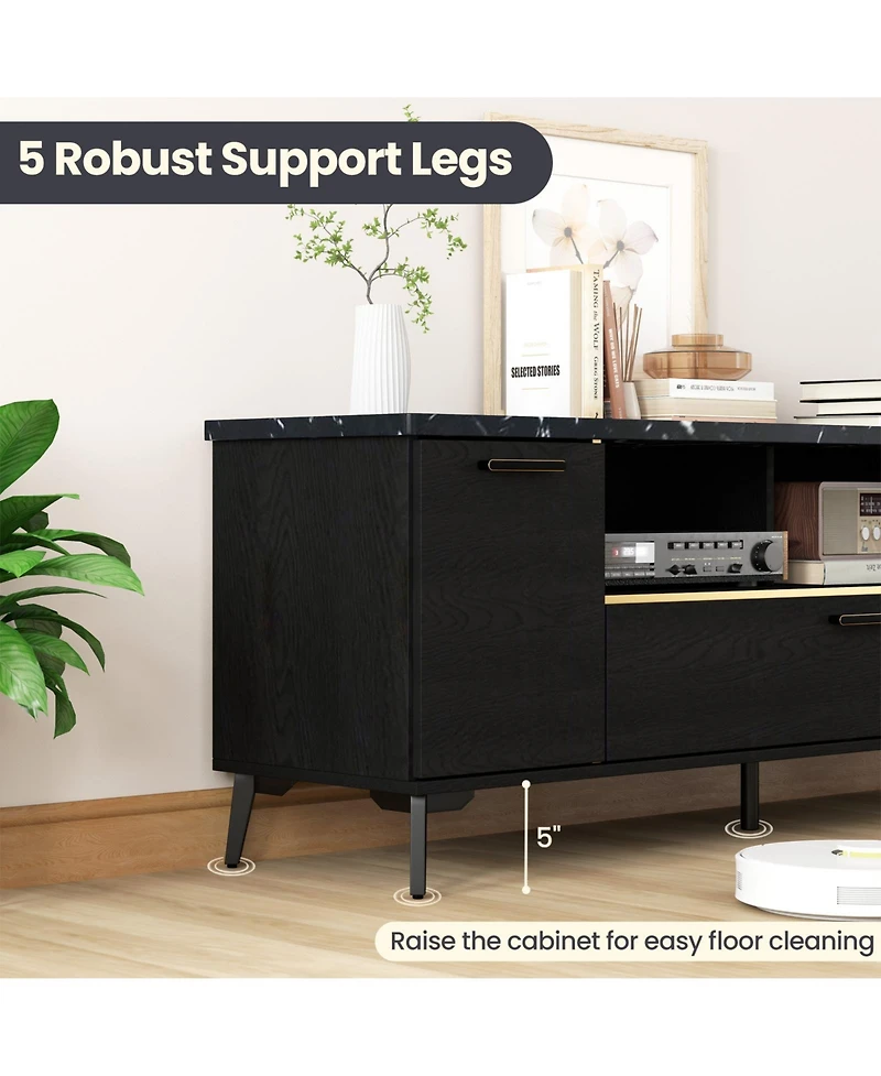 Sugift 63 Inch Tv Stand with Flip Door Cabinet for TVs up to 75 Inch