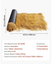 Artificial Thatch Roof 1.3 x 3.9 ft Waterproof Fire-Resistant for Tiki Bars