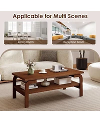 Gouun 47 in Mid-Century Rectangular Coffee Table with Open Storage for Living Room