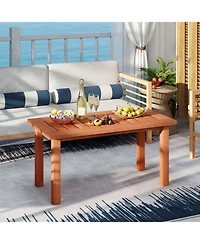 Gouun Slatted Wood Patio Coffee Table for Deck and Poolside