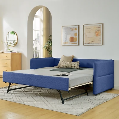 Streamdale Furniture Boucle Daybed w/ Twin Trundle Sofa Bed