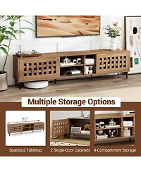 Sugift Tv Stand for TVs with 2 Doors and Storage Cabinets-Walnut