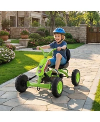 Slickblue 4 Wheel Pedal Go Kart for Kids with Steering and Adjustable Seat