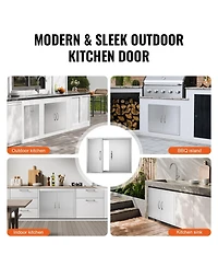 Sugift Double Stainless Steel Bbq Access Door 31W x 24H in with Handles and Hooks