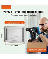 Sugift Single Stainless Steel Bbq Access Door 20W x 14H in for Bbq Island Grilling